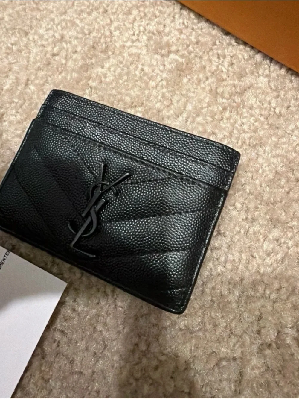 YSL Monogram Card Case in Grained Leather